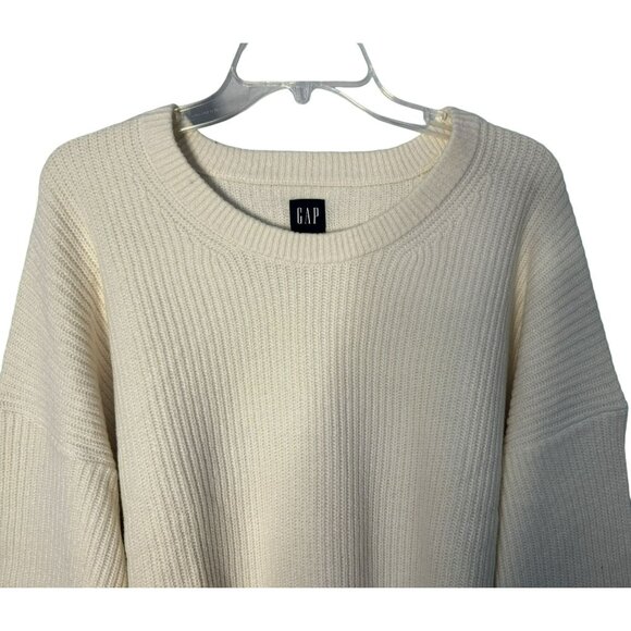 GAP Ultra Soft Oversized Crew Neck Shaker-Stitch Relaxed Sweater XXL Cream NEW - Picture 4 of 8